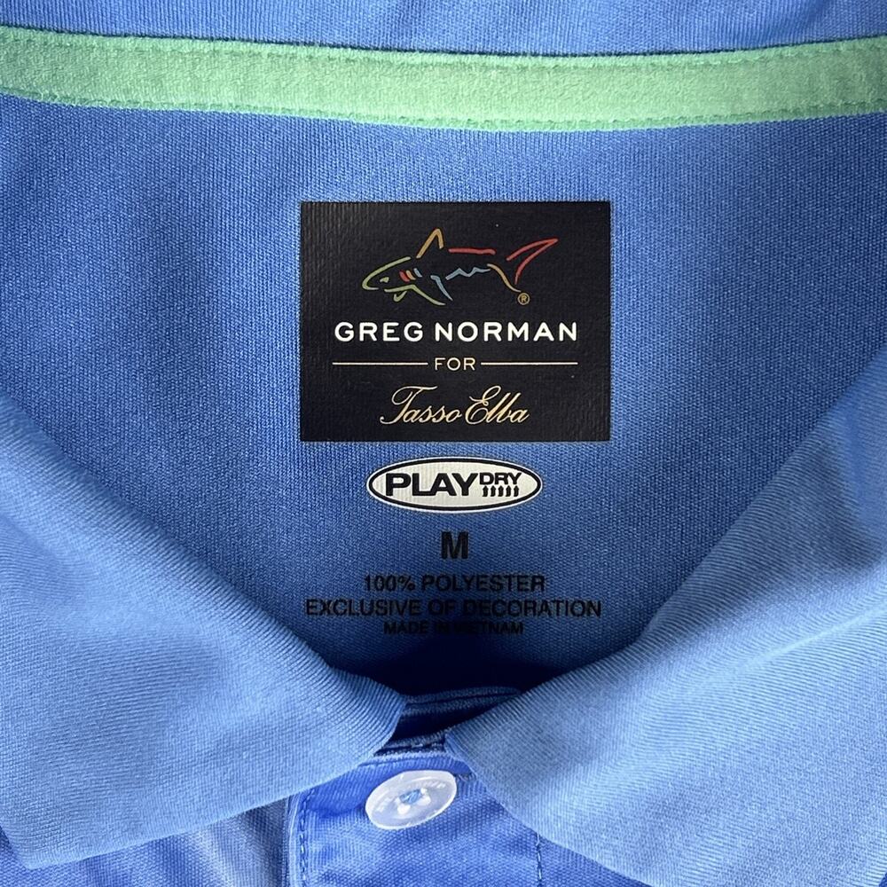 Greg Norman For Tasso Elba Men's Shirt Short Sleeve Golf Blue Size Medium Water - Picture 3 of 9